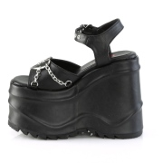 vegan 15 cm Demonia WAVE-09 lolita platå sandaler med kilehæler
