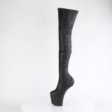vegan 20 cm CRAZE-3000 Heelless overknee plat�st�vler pony heels svarte
