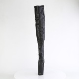 vegan 20 cm CRAZE-3000 Heelless overknee plat�st�vler pony heels svarte