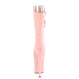 vegan 20 cm FLAMINGO-1051FS høyhælte ankelstøvler - åpen tå platåstøvler rosa