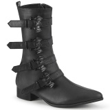 vegan WARLOCK-110-B spisse boots - herre winklepicker boots 4 spenner