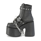 vegan blokkh�l sko 13 cm CAMEL-205 chunky boots h�ye h�ler plat�boots svarte