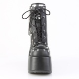 vegan blokkh�l sko 13 cm CAMEL-208 chunky boots h�ye h�ler plat�boots svarte