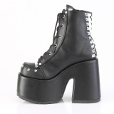 vegan blokkh�l sko 13 cm CAMEL-208 chunky boots h�ye h�ler plat�boots svarte