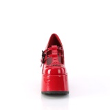 vegan blokkh�l sko 13 cm CAMEL-55 chunky sko h�ye h�ler plat�sko r�de