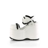 vegan hvit 15 cm Demonia WAVE-20 lolita platå sandaler med kilehæler