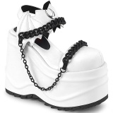 vegan hvit 15 cm DemoniaCult WAVE-20 lolita platå sandaler med kilehæler