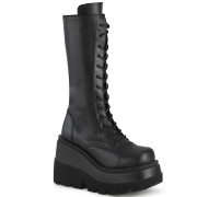 vegan platåstøvler 11,5 cm SHAKER-72 gothic snørestøvler til kvinner svart