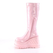 vegan rosa 12 cm STOMP-200 cyberpunk wedge platåstøvler med kilehæler