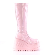 vegan rosa 12 cm STOMP-200 cyberpunk wedge plat�st�vler med kileh�ler