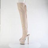 vegan sn�reboots 18 cm SPECTATOR-3030 beige l�rh�ye st�vler �pen t� med sn�ring