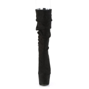 vegan suede 18 cm ADORE-1061 høyhælte støvler - pole dance platåstøvler i svart