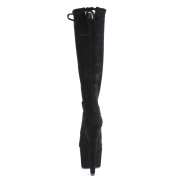 vegan suede 18 cm ADORE-2008 høyhælte støvler - pole dance platåstøvler i svart