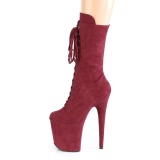 vegan suede 20 cm FLAMINGO-1050FS h�yh�lte st�vler - pole dance plat�st�vler i bordo