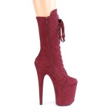 vegan suede 20 cm FLAMINGO-1050FS h�yh�lte st�vler - pole dance plat�st�vler i bordo