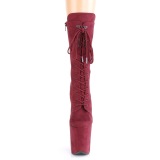 vegan suede 20 cm FLAMINGO-1050FS h�yh�lte st�vler - pole dance plat�st�vler i bordo