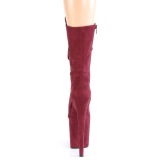 vegan suede 20 cm FLAMINGO-1050FS h�yh�lte st�vler - pole dance plat�st�vler i bordo