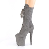 vegan suede 20 cm FLAMINGO-1050FS h�yh�lte st�vler - pole dance plat�st�vler i gr�