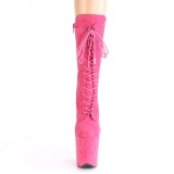 vegan suede 20 cm FLAMINGO-1050FS høyhælte støvler - pole dance platåstøvler i pink