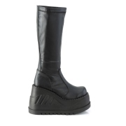 vegan svart 12 cm STOMP-200 cyberpunk wedge plat�st�vler med kileh�ler