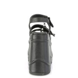 vegan svart 15 cm DemoniaCult WAVE-13 lolita plat� sandaler med kileh�ler